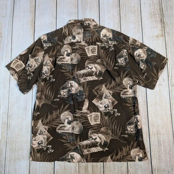 Boca Classics Parrot playing Poker Hawaiian Shirt Short Sleeve Button Up M - Picture 6 of 7